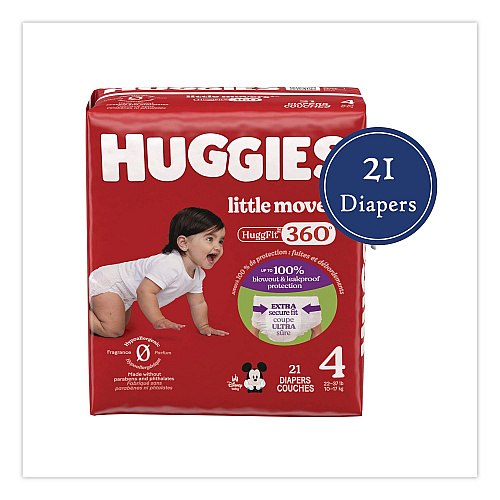 Huggies Little Movers HuggFit 360 Degree, Size 4, 22 lbs to 37 lbs Disney Design, 21/Pack (56606PK)