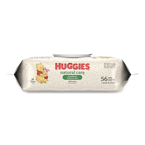 Huggies Natural Care Sensitive Baby Wipes, 1-Ply, 6.6 x, 7.7, Unscented, Disney Design, 56 Wipes/EZ Pull Pouch, 3 Pouches/Pack (41926PK)