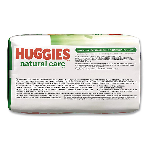 Huggies Natural Care Sensitive Baby Wipes, 1-Ply, 6.6 x, 7.7, Unscented, Disney Design, 56 Wipes/EZ Pull Pouch, 3 Pouches/Pack (41926PK)