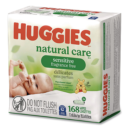 Huggies Natural Care Sensitive Baby Wipes, 1-Ply, 6.6 x, 7.7, Unscented, Disney Design, 56 Wipes/EZ Pull Pouch, 3 Pouches/Pack (41926PK)