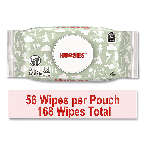 Huggies Natural Care Sensitive Baby Wipes, 1-Ply, 6.6 x, 7.7, Unscented, Disney Design, 56 Wipes/EZ Pull Pouch, 3 Pouches/Pack (41926PK)