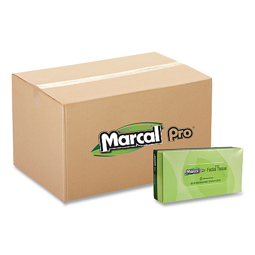 Marcal PRO 100% Recycled Convenience Pack Facial Tissue, 2-Ply, White, 100 Sheets/Box, 30/Carton (NP5701)