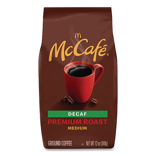 Ground Coffee, Premium Roast Decaf, 12 oz Bag, 6/Carton