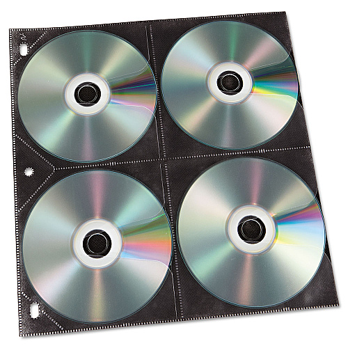 Vaultz Two-Sided CD Refill Pages for Three-Ring Binder, 8 Disc Capacity, Clear/Black, 50/Pack (VZ01415)