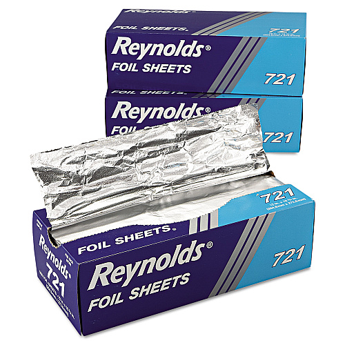 Reynolds Interfolded Aluminum Foil Sheets, 10.75 x 12, 500 Sheets/Box, 6 Boxes/Carton (721)