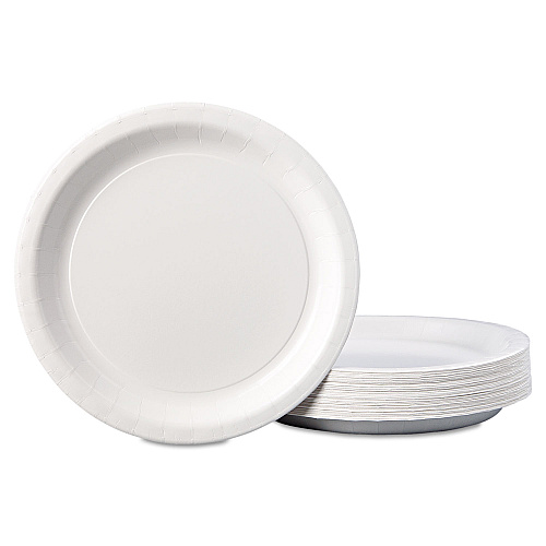 Hoffmaster Coated Paper Dinnerware, Plate, 9" dia, White, 50/Pack, 10 Packs/Carton (PL7095)
