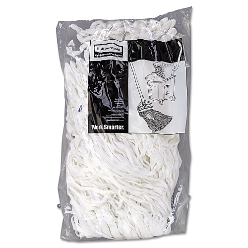Rubbermaid Commercial Clean Room Mop Head, Rayon, Loop-End, Medium, White, 12/Carton (T300)
