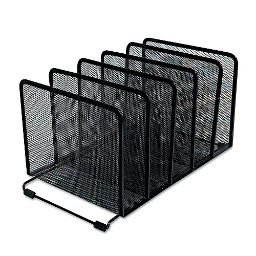 Universal Deluxe Mesh Stacking Sorter, 5 Sections, Letter to Legal Size Files, 14.63" x 8.13" x 7.5", Black (UNV20001)