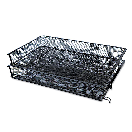 Universal Deluxe Mesh Stacking Side Load Tray, 1 Section, Legal Size Files, 17" x 10.88" x 2.5", Black (UNV20012)
