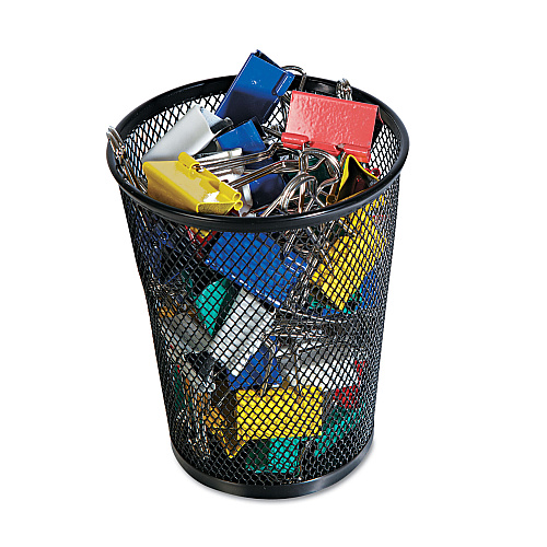 Universal Jumbo Steel Mesh Pencil Cup, 4.38" Diameter x 5.38"h, Black (UNV20013)