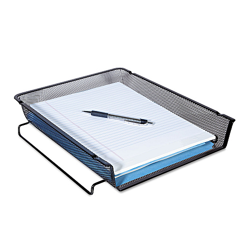 Universal Deluxe Mesh Stackable Front Load Tray, 1 Section, Letter Size Files, 11.25" x 13" x 2.75", Black (UNV20004)