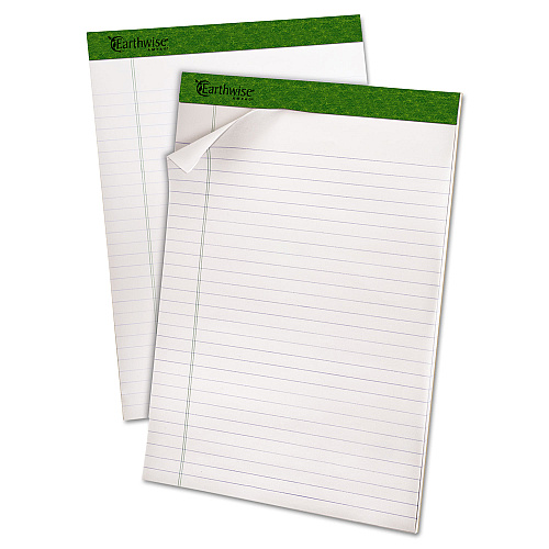 Earthwise by Ampad Recycled Writing Pad, Wide/Legal Rule, Politex Sand Headband, 40 White 8.5 x 11.75 Sheets, 4/Pack (40102)