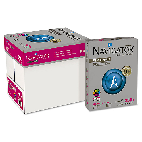 Navigator Platinum Paper, 99 Bright, 28 lb Bond Weight, 8.5 x 11, White, 500/Ream (NPL1128)