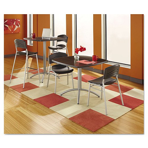 Iceberg CafeWorks Stool, Supports Up to 225 lb, 30" Seat Height, Graphite Seat, Graphite Back, Silver Base (64527)
