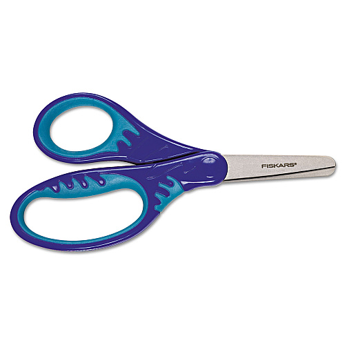 Fiskars Kids Softgrip Scissors, Right Handed, Rounded Tip, 5" Long, 1.75" Cut Length, Straight Handle, Randomly Assorted Handle Color (1942201001)