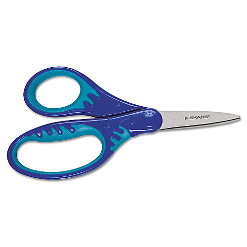 Fiskars Kids Softgrip Scissors, Left/Right Handed, Pointed Tip, 5" Long, 1.75" Cut Length, Randomly Assorted Handle Color (1942301001)