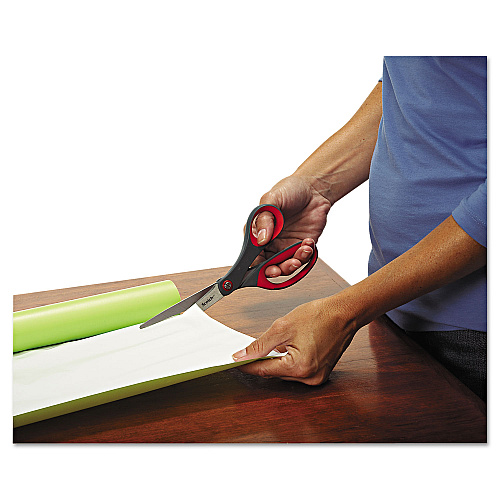 Scotch Precision Scissors, 8" Long, 3.13" Cut Length, Straight Gray/Red Handle (1448)