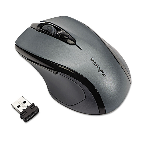 Kensington Pro Fit Mid-Size Wireless Mouse, 2.4 GHz Frequency/30 ft Wireless Range, Right Hand Use, Gray (72423)