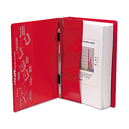 Charles Leonard VariCap Expandable Binder, 2 Posts, 6" Capacity, 11 x 8.5, Red (61603)