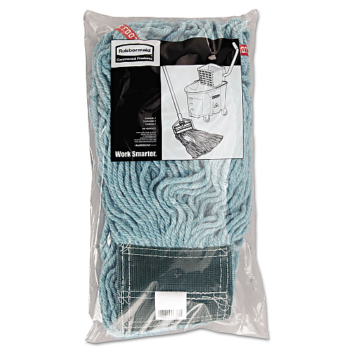 Rubbermaid Web Foot Wet Mop Head, Shrinkless, Cotton/Synthetic, Green, Medium, 6/Carton (A252GRE)