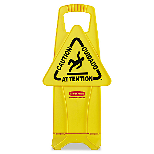 Rubbermaid Commercial Stable Multi-Lingual Safety Sign, 13 x 13.25 x 26, Yellow (9S0900YEL)