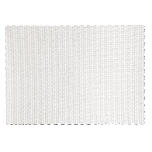 Hoffmaster Knurl Embossed Scalloped Edge Placemats, 9.5 x 13.5, White, 1,000/Carton (PM32052)