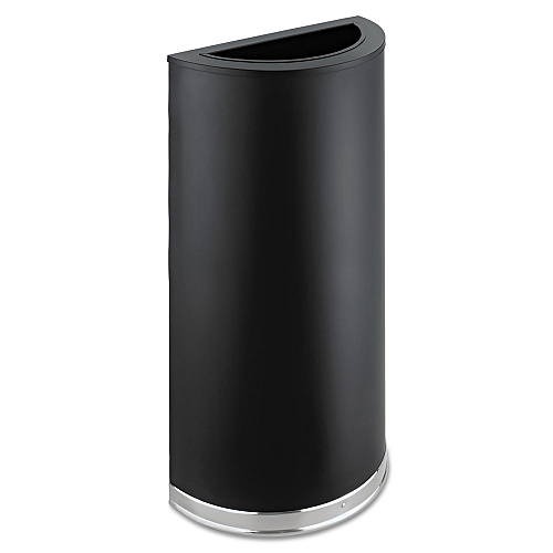 Safco Half-Round Receptacle, Half-Round, Steel, 12.5 gal, Black (9940BL)