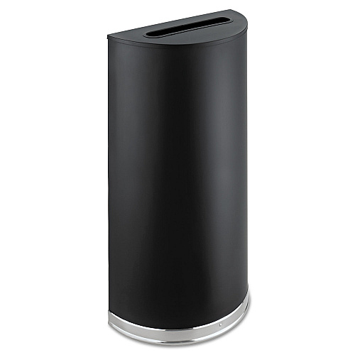 Safco Half-Round Receptacle, Half-Round, Steel, 12.5 gal, Black (9940BL)