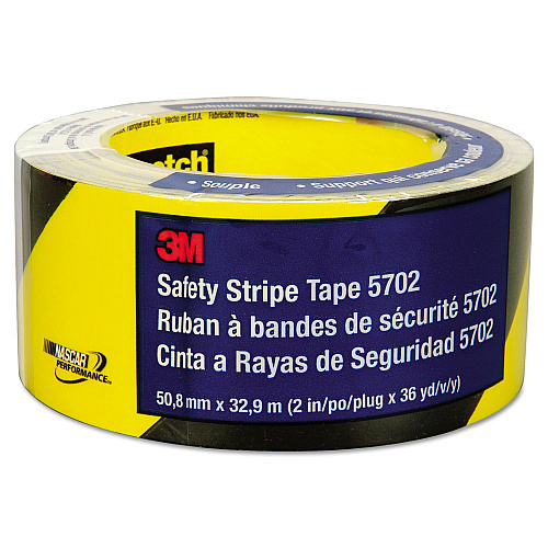 3M Safety Stripe Tape, 2" x 108 ft, Black/Yellow (57022)