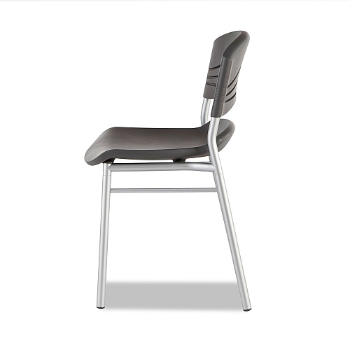 Iceberg CafeWorks Chair, Supports Up to 225 lb, 18" Seat Height, Graphite Seat/Back, Silver Base, 2/Carton (64517)
