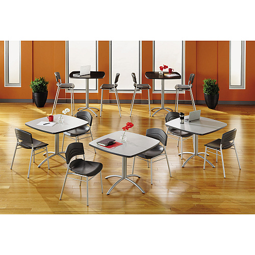 Iceberg CafeWorks Stool, Supports Up to 225 lb, 30" Seat Height, Graphite Seat, Graphite Back, Silver Base (64527)