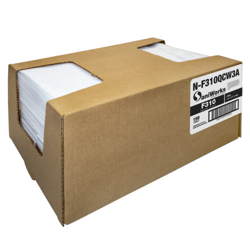 Saniworks Deluxe Towels, Poly/rayon, White, 13x17, 1/4 Fold - Case Of 150 (N-F310QCW3A)