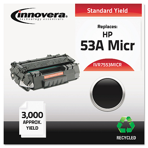 Innovera Remanufactured Black MICR Toner, Replacement for 53AM (Q7553AM), 3,000 Page-Yield (7553MICR)
