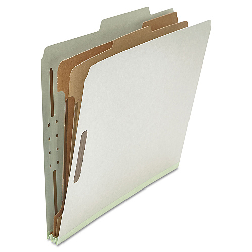 Universal Six-Section Pressboard Classification Folders, 2" Expansion, 2 Dividers, 6 Fasteners, Letter Size, Gray Exterior, 10/Box (UNV10272)