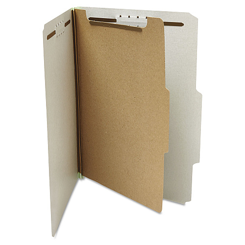 Universal Four-Section Pressboard Classification Folders, 2" Expansion, 1 Divider, 4 Fasteners, Letter Size, Gray Exterior, 10/Box (UNV10252)