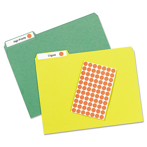 Avery Handwrite Only Self-Adhesive Removable Round Color-Coding Labels, 0.5" dia, Neon Red, 60/Sheet, 14 Sheets/Pack, (5051) (05051)