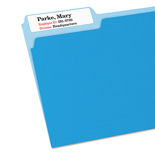 Avery Extra-Large TrueBlock File Folder Labels with Sure Feed Technology, 0.94 x 3.44, White, 18/Sheet, 25 Sheets/Pack (5027)