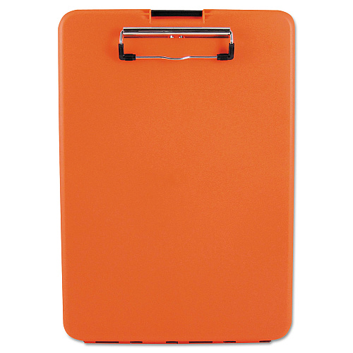 Saunders SlimMate Storage Clipboard, 0.5" Clip Capacity, Holds 8.5 x 11 Sheets, Hi-Vis Orange (00579)