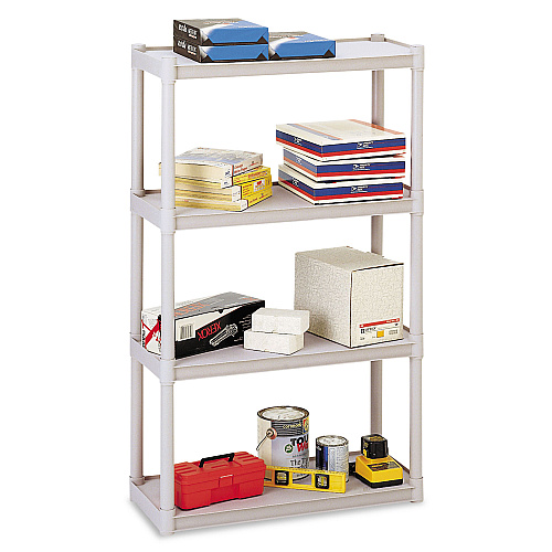 Iceberg Rough n Ready Open Storage System, Four-Shelf, Injection-Molded Polypropylene, 32w x 13d x 54h, Platinum (20843)