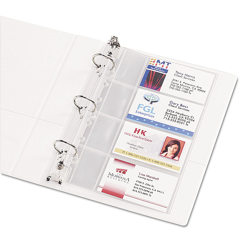 Avery Business Card Binder Pages, For 2 x 3.5 Cards, Clear, 8 Cards/Sheet, 5 Pages/Pack (76025)