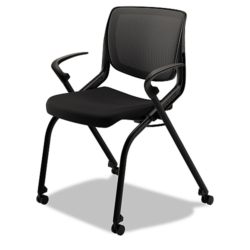 HON Motivate Nesting/Stacking Flex-Back Chair, Supports Up to 300 lb, Onyx Seat, Black Back/Base (MN2FAMONC10C)