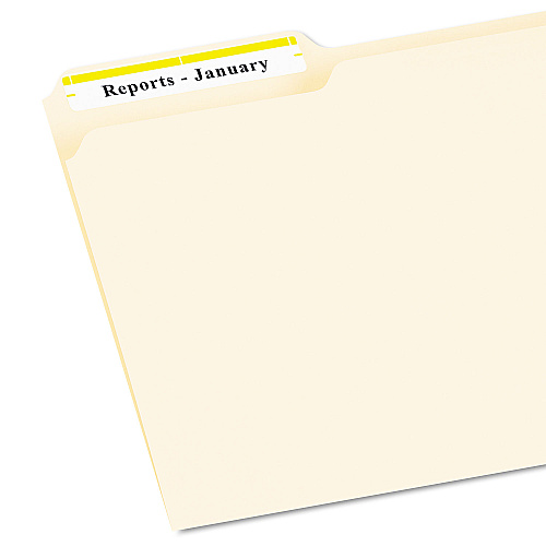 Avery Permanent TrueBlock File Folder Labels with Sure Feed Technology, 0.66 x 3.44, Yellow/White, 30/Sheet, 50 Sheets/Box (5966)