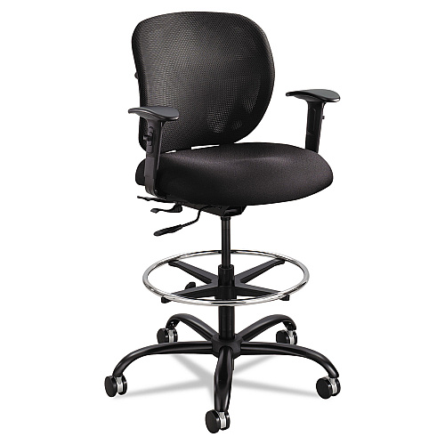 Safco Vue Heavy-Duty Extended-Height Stool, Supports Up to 350 lb, 23" to 32.5" Seat Height, Black Fabric (3394BL)