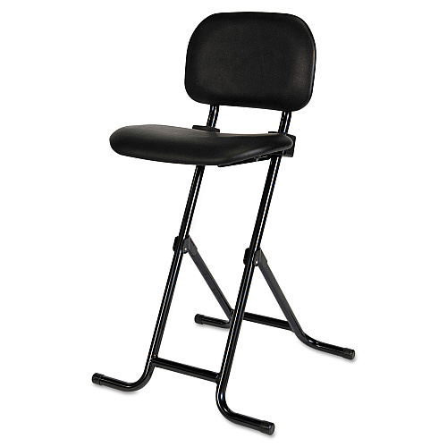 Alera IL Series Height-Adjustable Folding Stool, Supports Up to 300 lb, 27.5" Seat Height, Black (ALECS612)