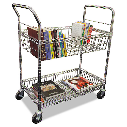 Alera Carry-all Mail Cart, Metal, 1 Shelf, 1 Bin, 34.88" x 18" x 39.5", Silver (ALEMC3518SR)