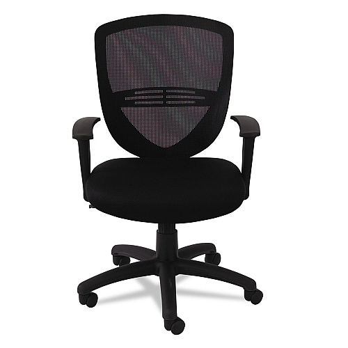 OIF Swivel/Tilt Mesh Mid-Back Task Chair, Supports Up to 250 lb, 17.91" to 21.45" Seat Height, Black (OIFVS4717)