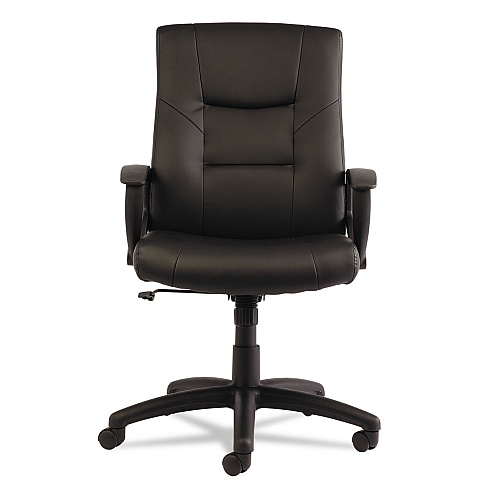 Alera YR Series Executive High-Back Swivel/Tilt Bonded Leather Chair, Supports 275 lb, 17.71" to 21.65" Seat Height, Black (ALEYR4119)