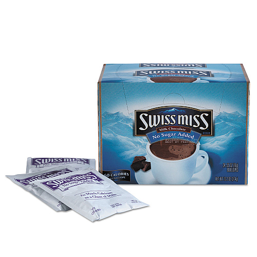Swiss Miss Hot Cocoa Mix, No Sugar Added, 24 Packets/Box (55584)