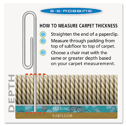 ES Robbins EverLife Light Use Chair Mat for Flat to Low Pile Carpet, Rectangular with Lip, 36 x 48, Clear Pile Carpet - 48" Length x 36" Width x 0.098" Thickness - Lip Size 10" Length x 20" Width - Vinyl - Clear - 1 Each (120023)