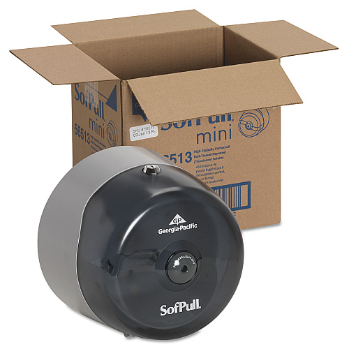Sofpull Mini Centerpull Single-roll Bath Tissue Dispenser, 8.75 X 7 X 9, Smoke